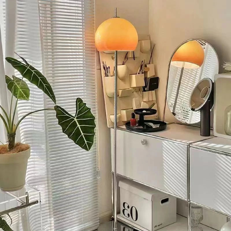 Lámpara de pie retro de cristal naranja con LED, estilo h...