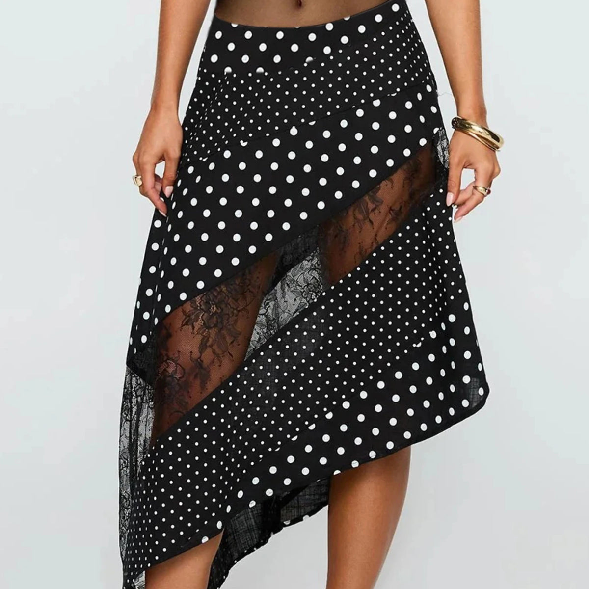 Nueva falda Midi fluida de encaje Irregular para mujer, f...