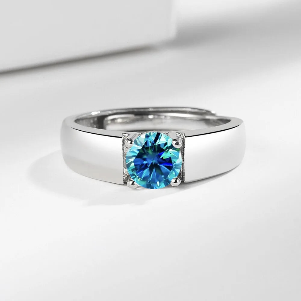 Anillo de Plata de Ley 925 con Moissanita para Hombre, Co...