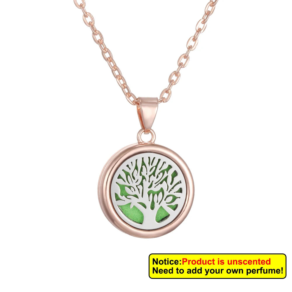 Nueva flor árbol de la vida aromaterapia difusor collar A...