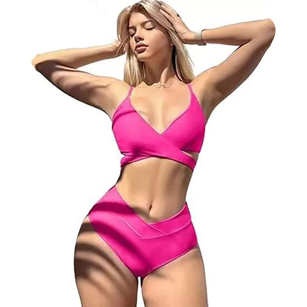 Solid color sexy women's bandeau swimsuit by Corporación Turística, featuring a stylish, form-fitting design perfect for beachwear.