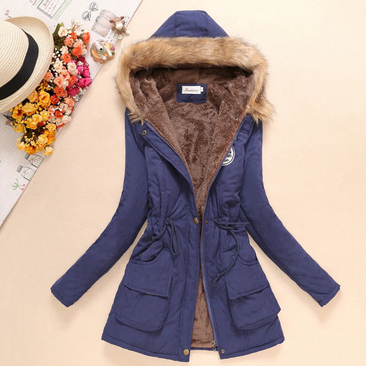 Chaqueta de algodón para mujer, Abrigo ajustado informal ...