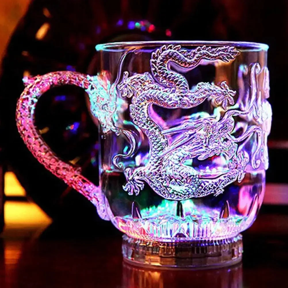 Taza LED Dragón Mágica Cambia Color - Luz Activada por Agua para Fiestas