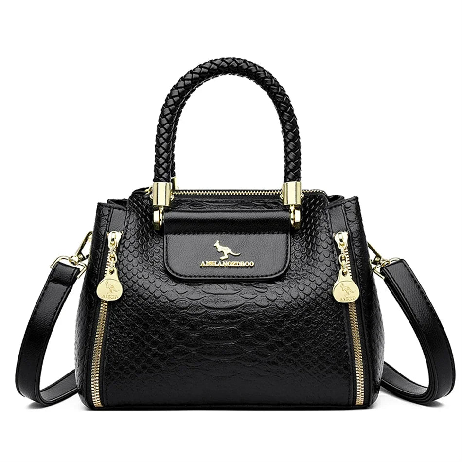 Soft leather crossbody bag for women, stylish purse with adjustable strap and sleek design by Corporación Turística.