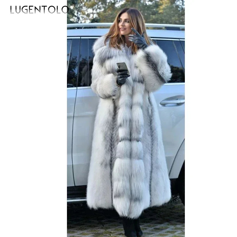 Abrigo de piel sintética para mujer, moda de invierno, ab...