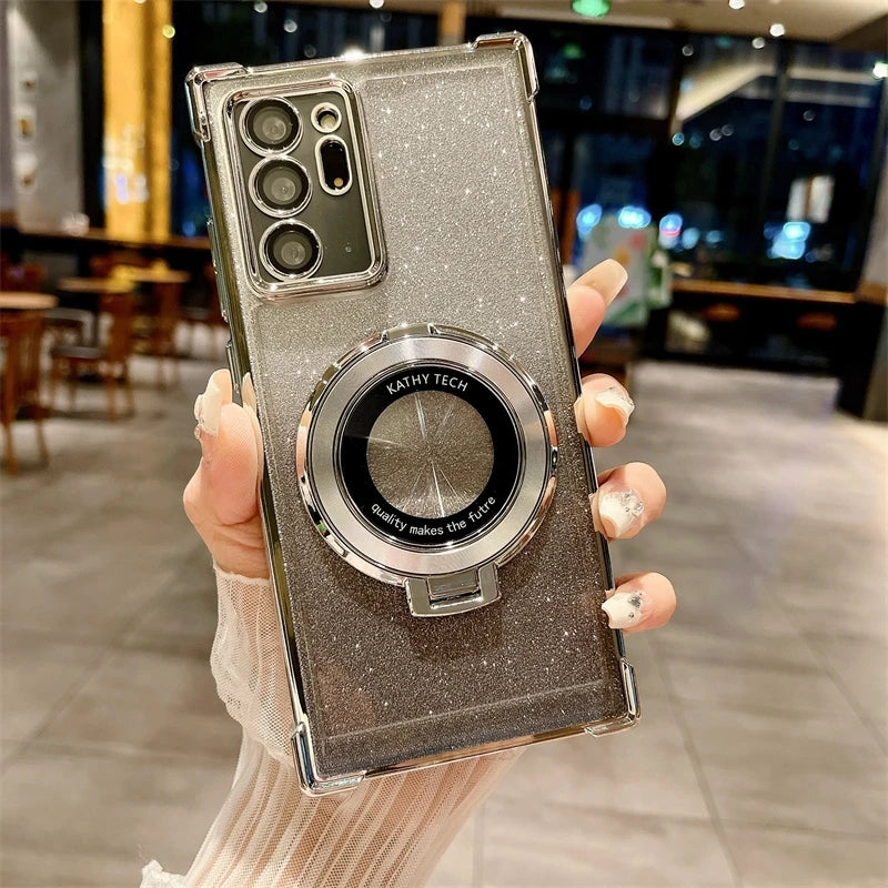 Samsung Galaxy Note20 Ultra phone case with magnetic support, chrome-plated, by Corporación Turística, featuring a sleek design.