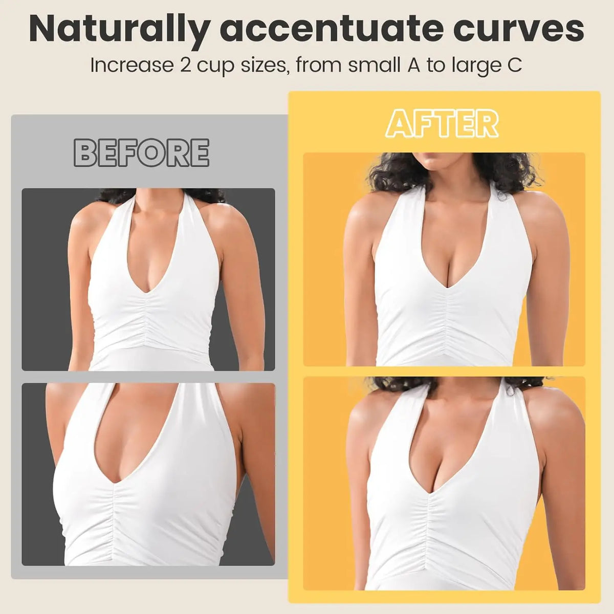 Adhesive push-pull lift bra pad by Corporación Turística, showing a close-up of the soft, skin-toned silicone padding for enhancing cleavage.