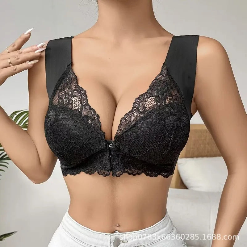 Lactation bra with front closure and lace design, comfortable nursing underwear by Corporación Turística in soft fabric.