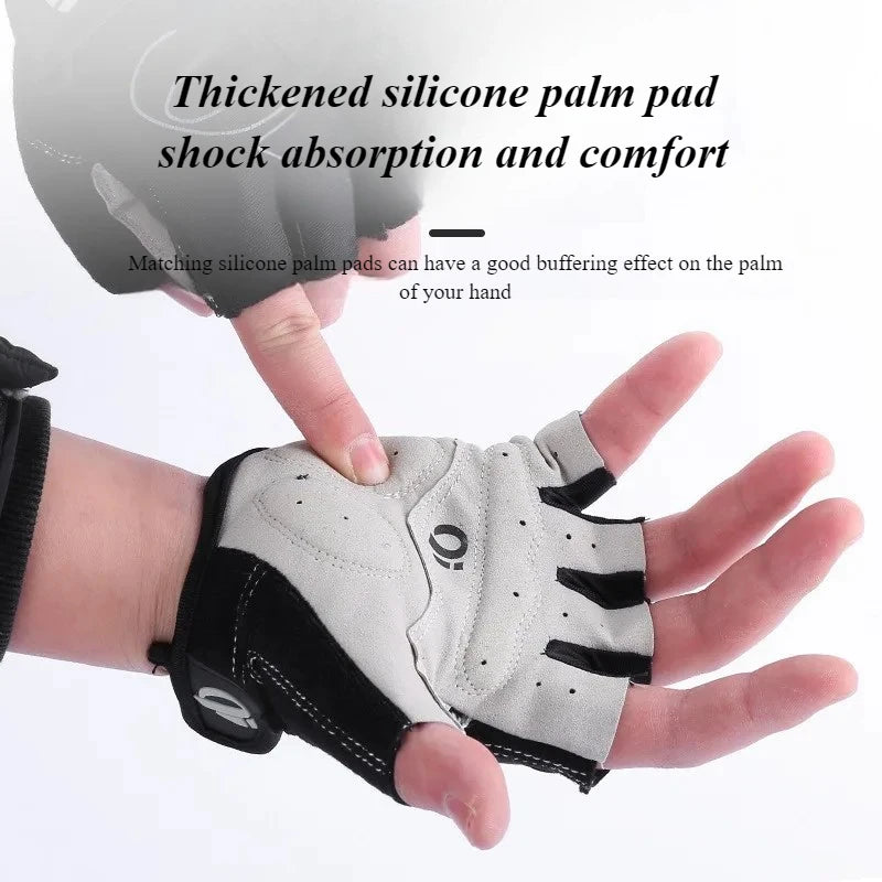 Guantes Ciclismo Medio Dedo: Silicona Antideslizante, Verano (Gris, Rojo, Azul)