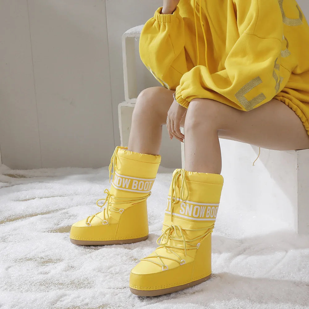 Botas de invierno para mujer, botas de nieve a media pant...