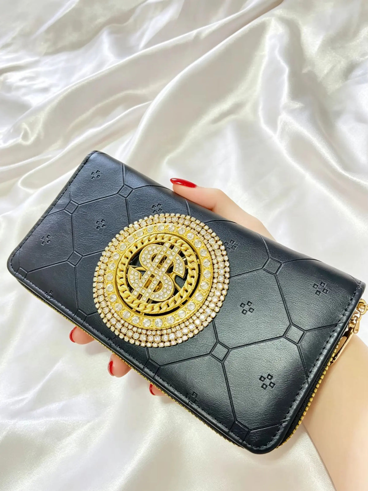 Cartera de gran capacidad con doble cremallera, Cartera g...