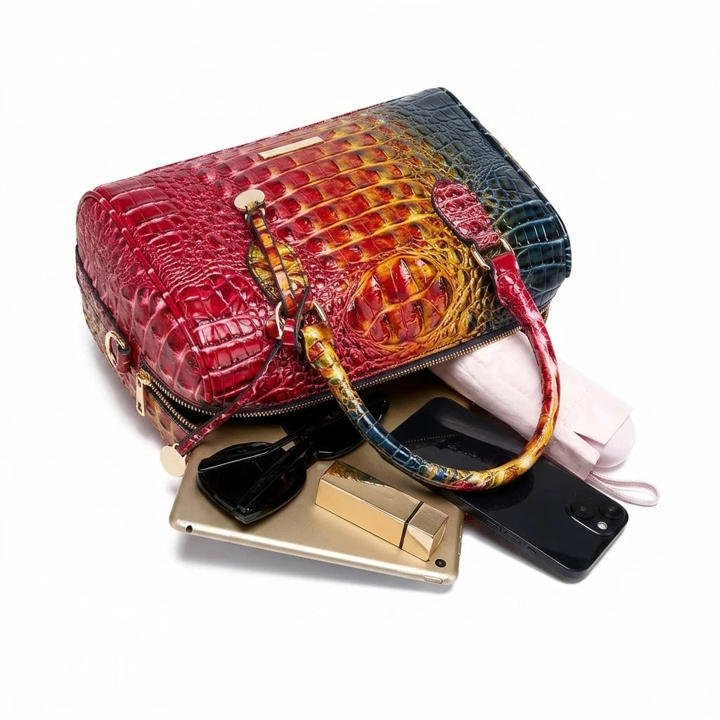 Bolso de lona con relieve degradado y asa superior, con c...