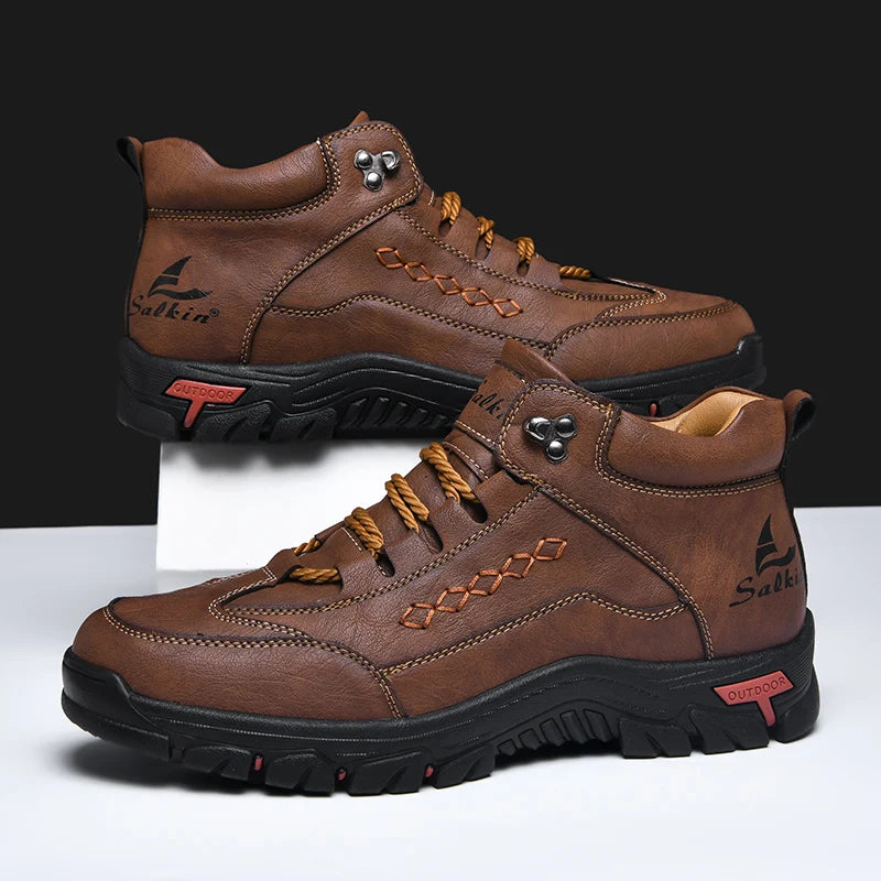 Botas altas de moda con punta redonda para hombre, zapato...