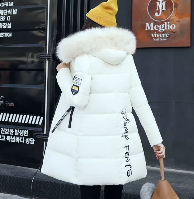 Abrigo parka de invierno para mujer con cuello de piel y ...
