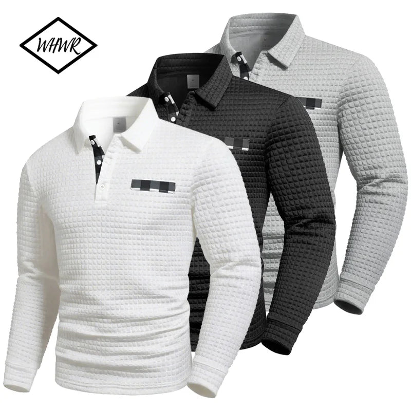 Jersey Jacquard Cuadros Primavera/Otoño Hombre Casual Textura Rejilla - Corporación Turística