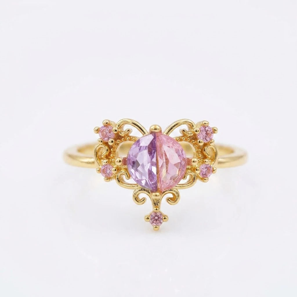 Anillo Flor Circon Colorido Ajustable Mujer Moda Vintage Regalo Joyería