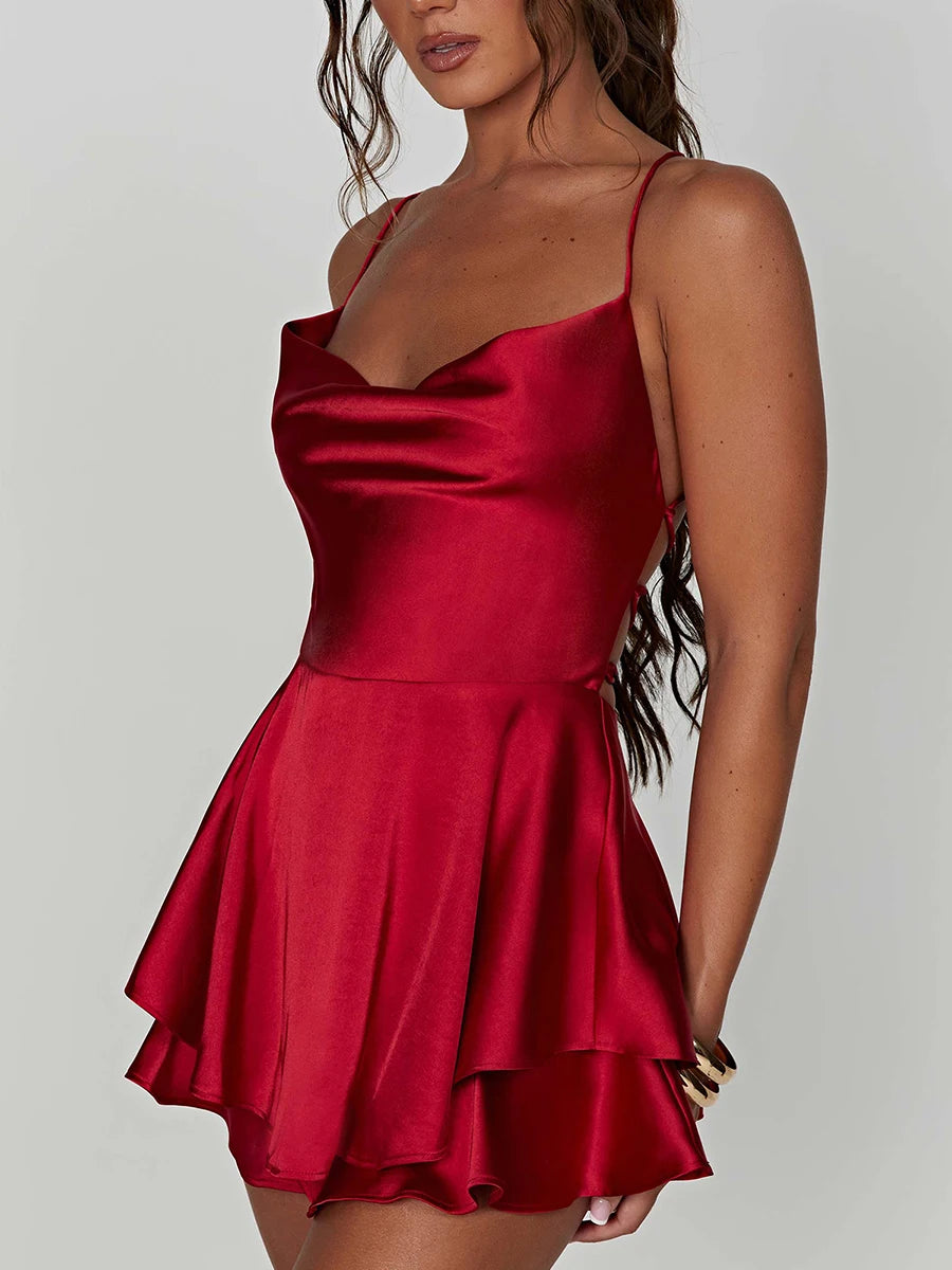 Camisones sexis de seda satinada para mujer, vestido liso...
