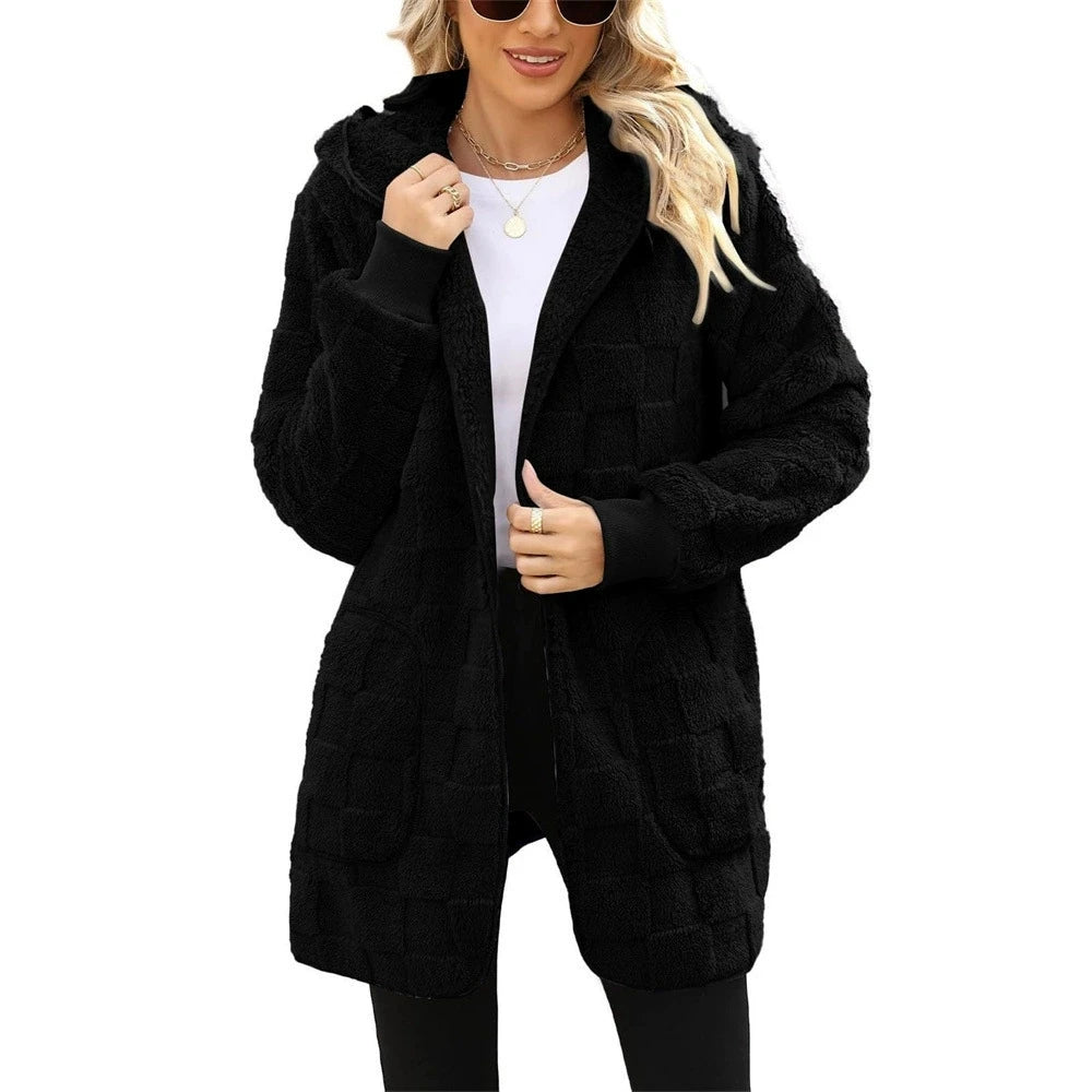 Chaqueta de terciopelo con capucha para mujer, estilo cár...
