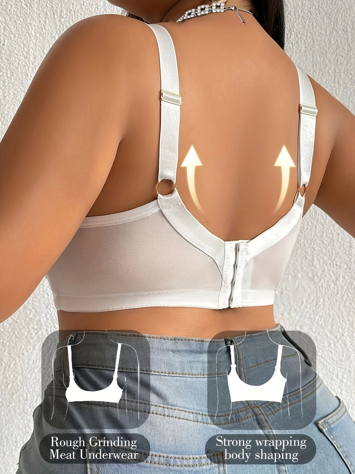 Large size women's bra with lace trim from Corporación Turística, featuring comfortable fit and elegant lace detailing.