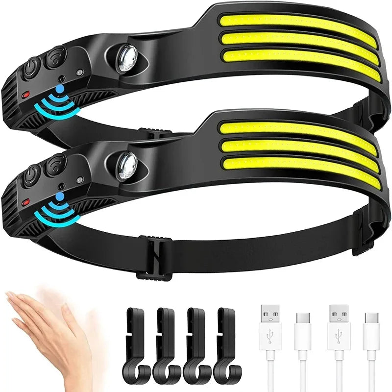 Linterna Frontal LED COB Recargable USB 1200mAh - Brillo 450 Lúmenes