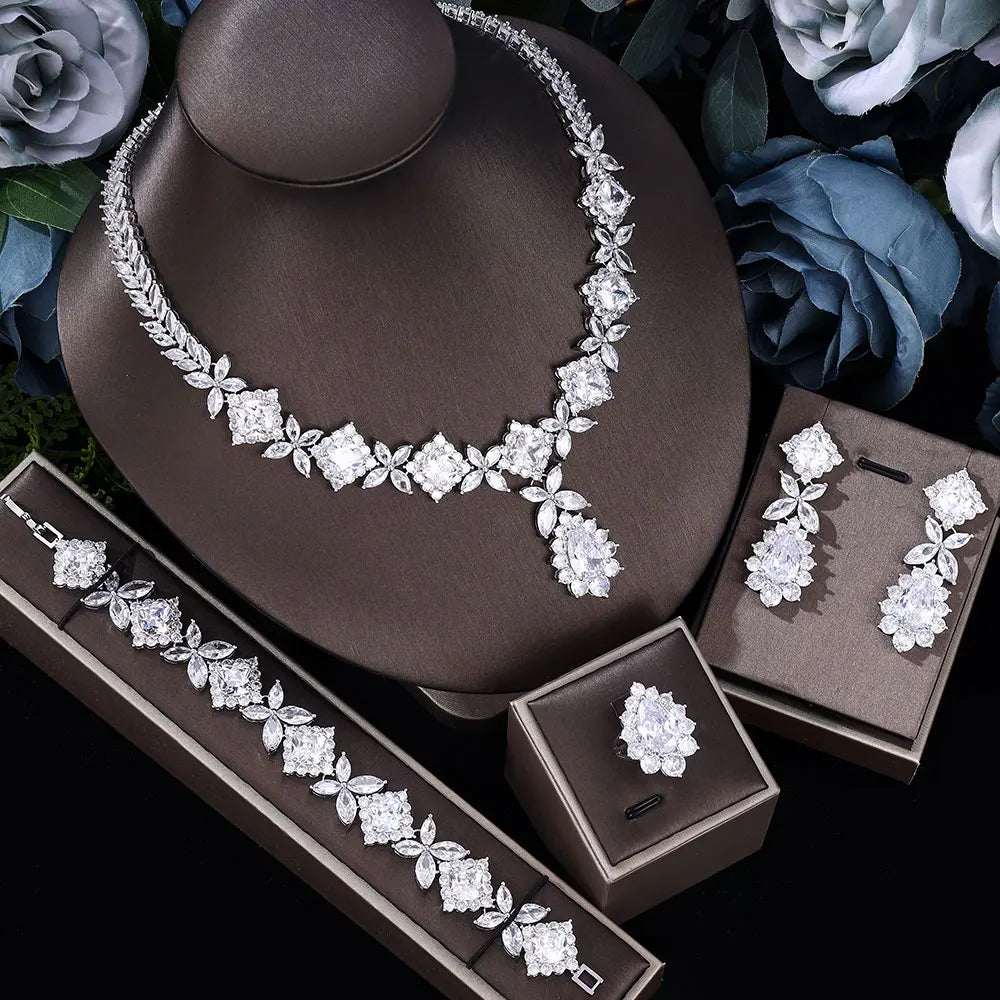 2024 Venta caliente conjunto de joyería nupcial de circon...