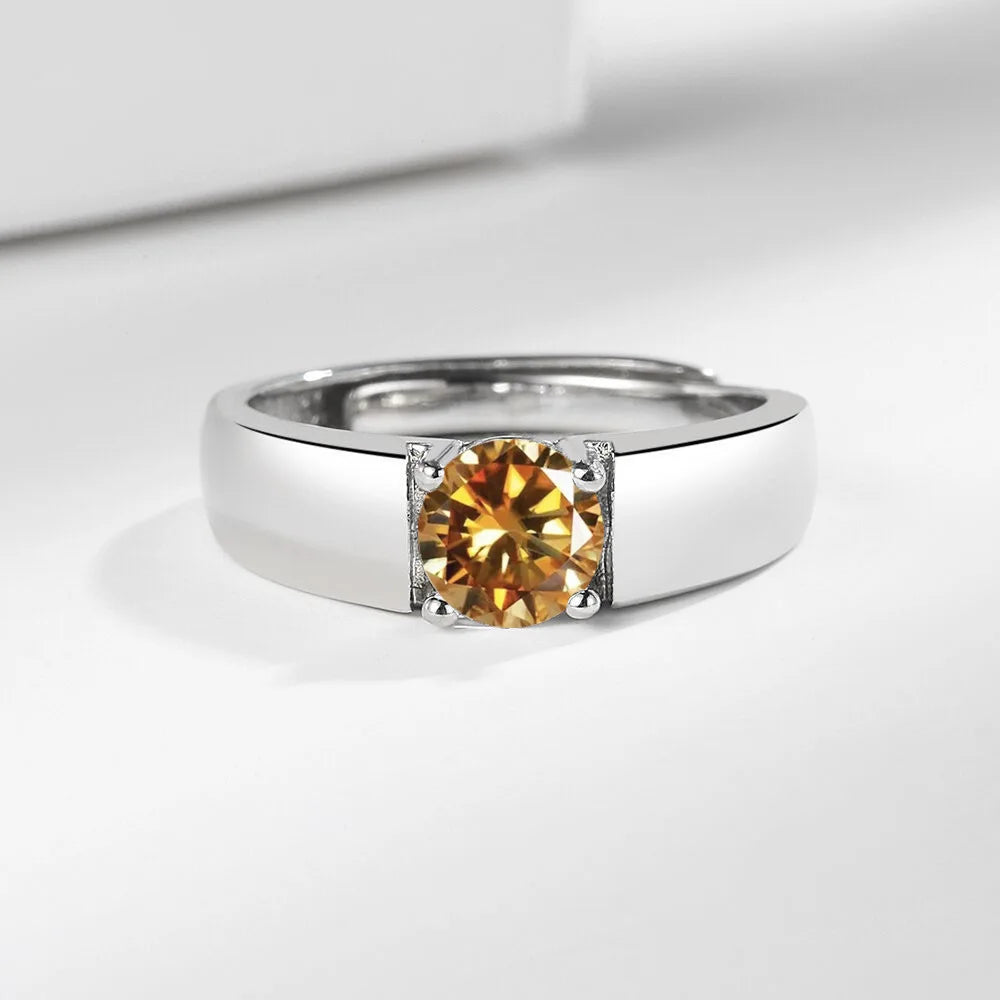 Anillo de Plata de Ley 925 con Moissanita para Hombre, Co...