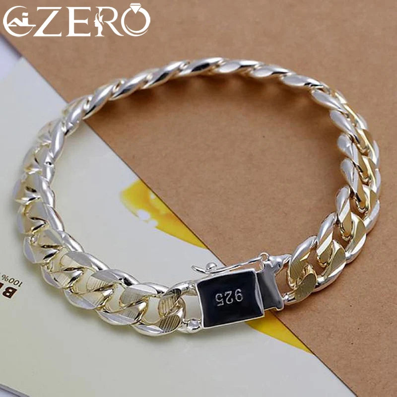 Pulsera de cadena sólida de Plata de Ley 925 de 8/10mm, c...