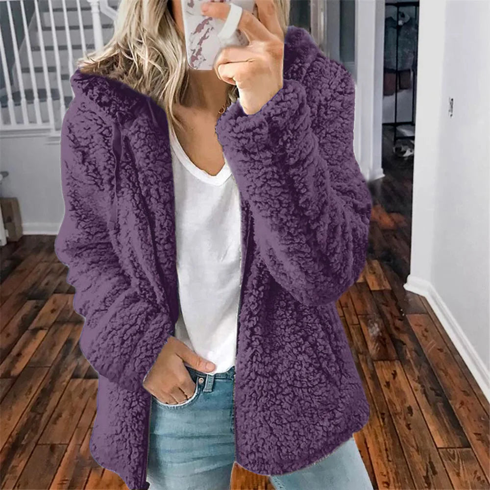 Nuevo Abrigo grueso con capucha y cremallera para mujer, ...