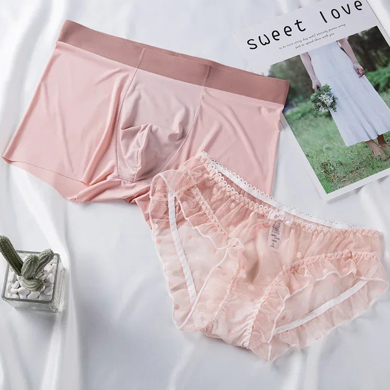 Soft cotton lace women's underwear for couples, featuring delicate lace details and comfortable fit.
