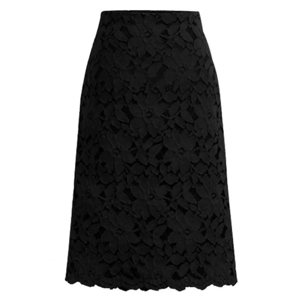 Elegant women's puffed lace skirt from Corporación Turística, showcasing intricate lace fabric and a flowing silhouette.