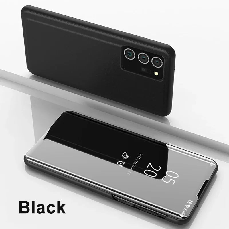 Luxury Samsung Galaxy phone case with built-in mirror, designed by Corporación Turística, featuring elegant detailing and protective material.