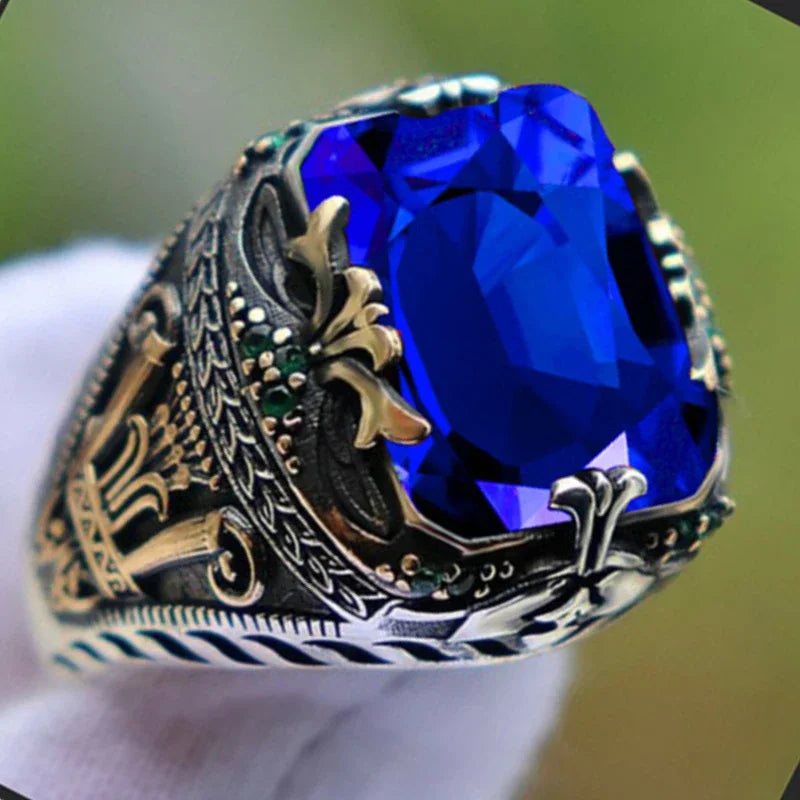 Anillo de lujo con Esmeralda con incrustaciones para homb...