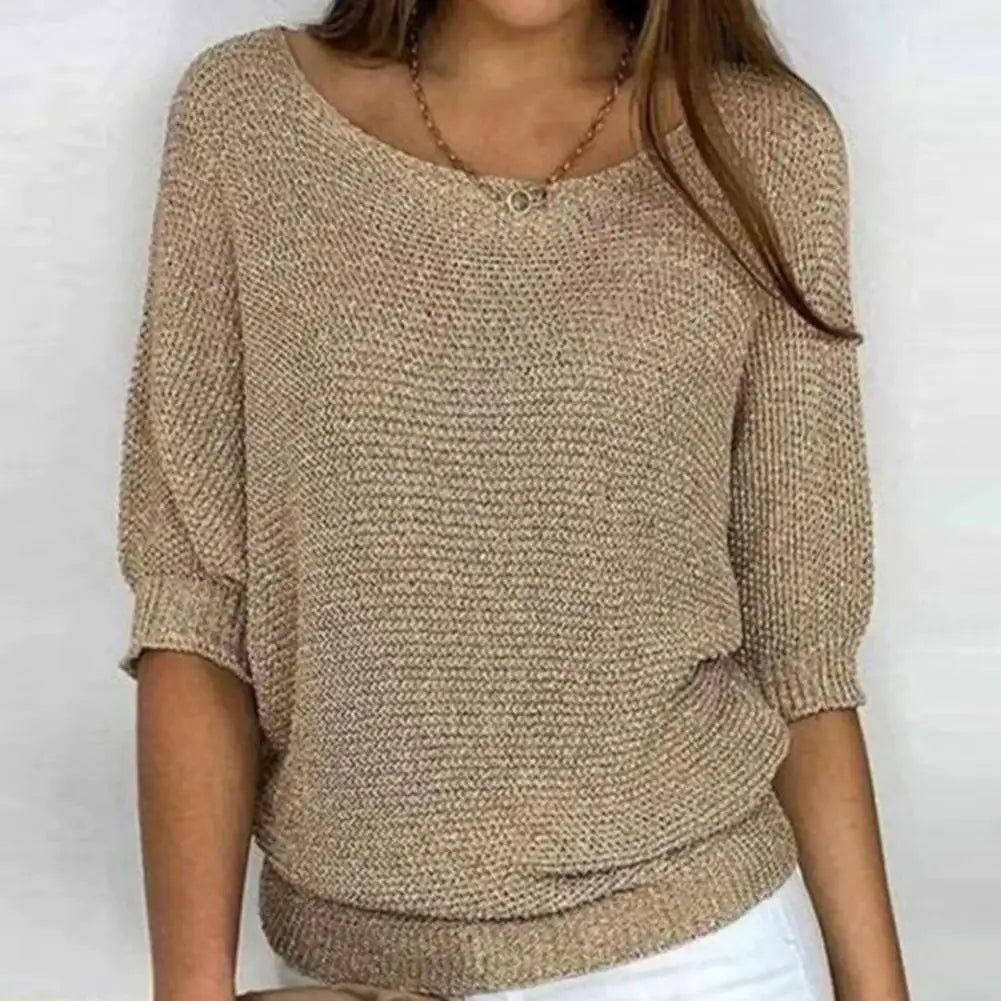Solid-colored women's jersey sweater by Corporación Turística, featuring a cozy fit and soft fabric for casual wear.