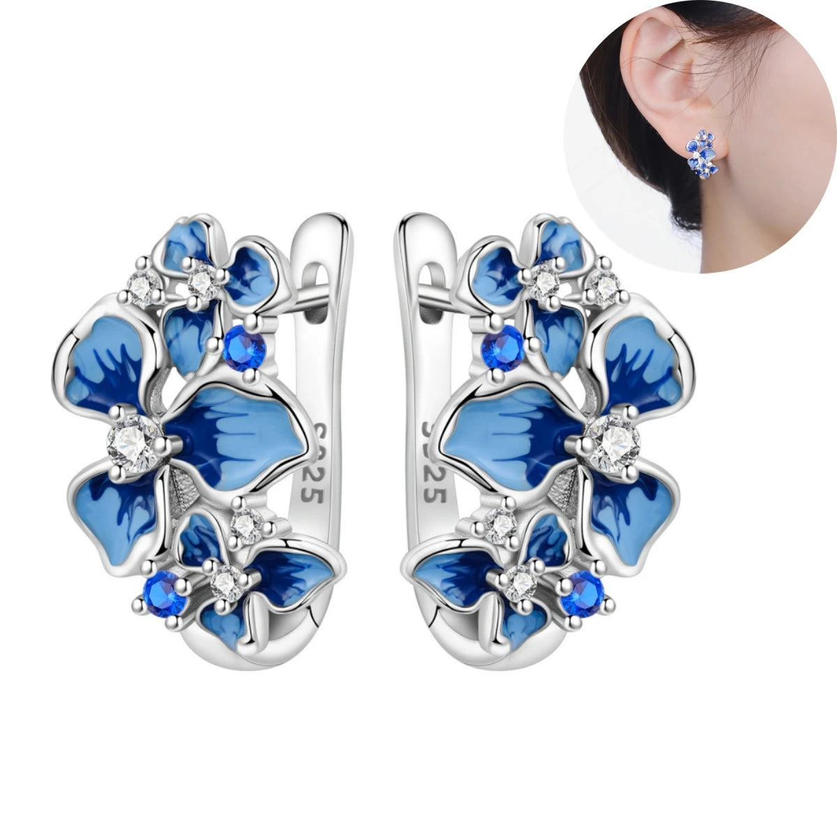 Orstarry Original Plata de Ley 925 pendientes de flor de ...