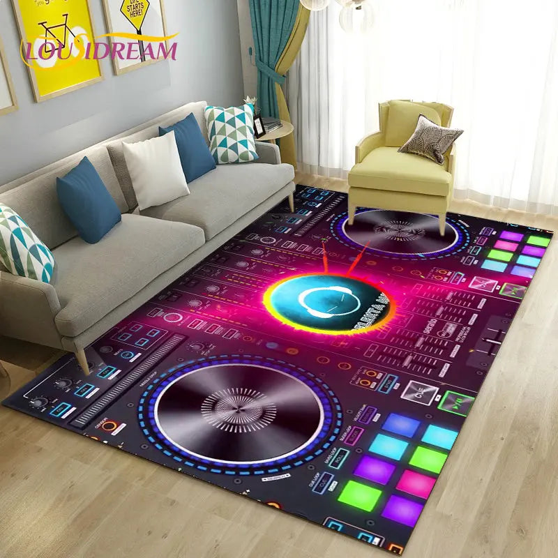 Alfombra de área con teclado de pantalla de música 3D DJ,...