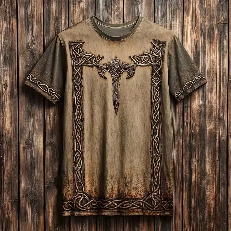 Nueva camiseta retro marrón vintage para hombre con estam...