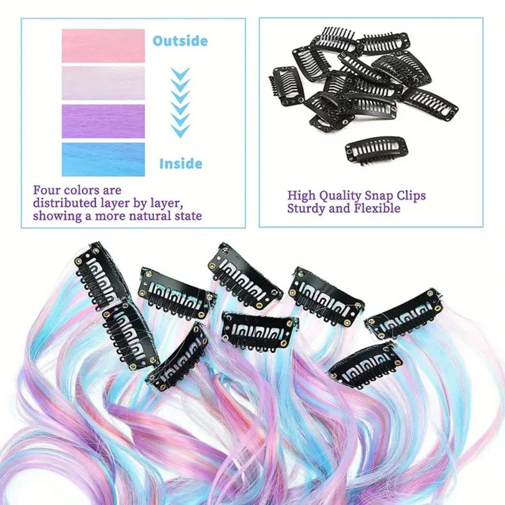 Juego de 3/5/8/10 Uds., extensiones de cabello para mujer...