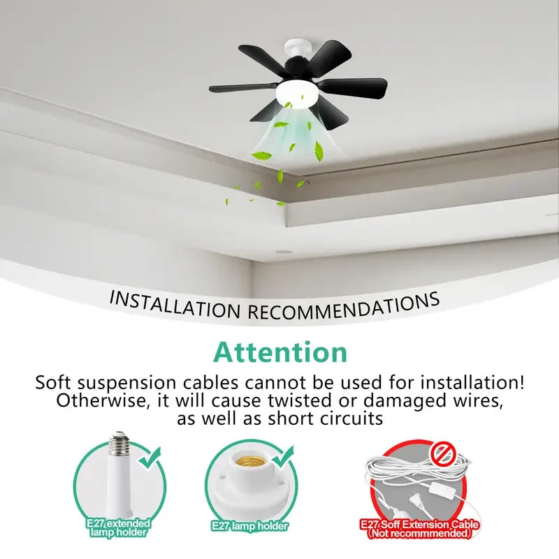 Ventilador Techo LED 40W E27 con Control Remoto - Silencioso y Moderno