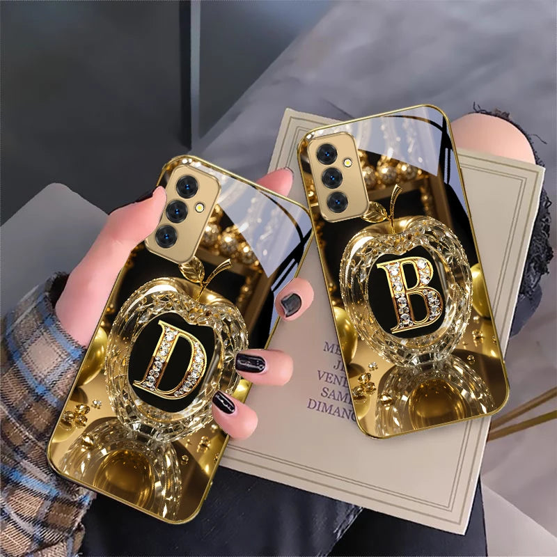 Clear gold phone case with the letter 'A' for smartphones, featuring a stylish transparent design from Corporación Turística.