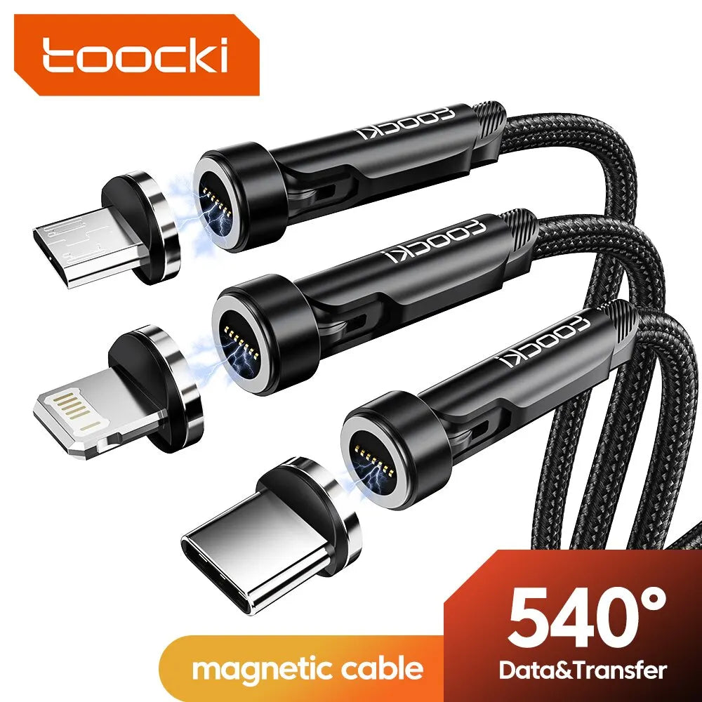 Cable Magnético USB-C Giratorio Toocki 3A Carga Rápida y Datos