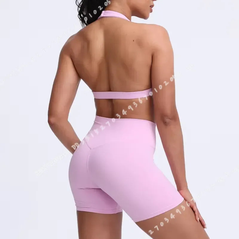 Sujetador deportivo para mujer con diseño de cuello halte...