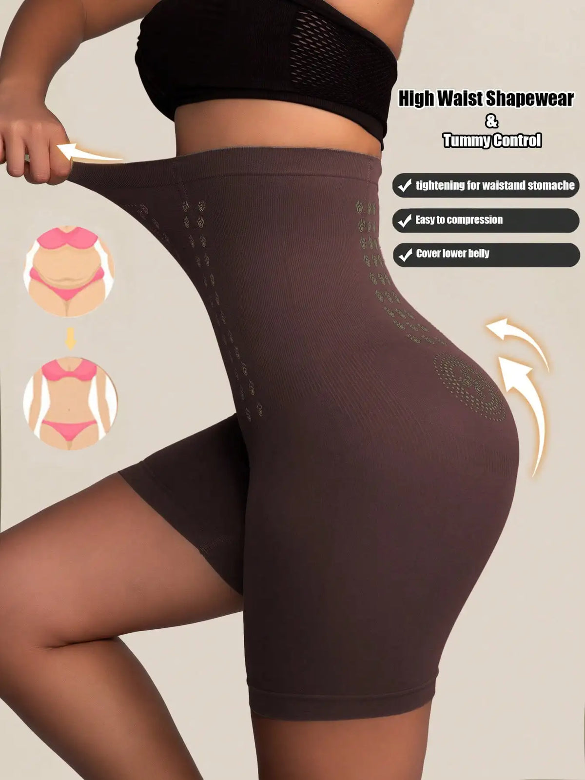 High-waisted shaping shorts from Corporación Turística, featuring a snug fit and smooth fabric for a comfortable, slimming look.