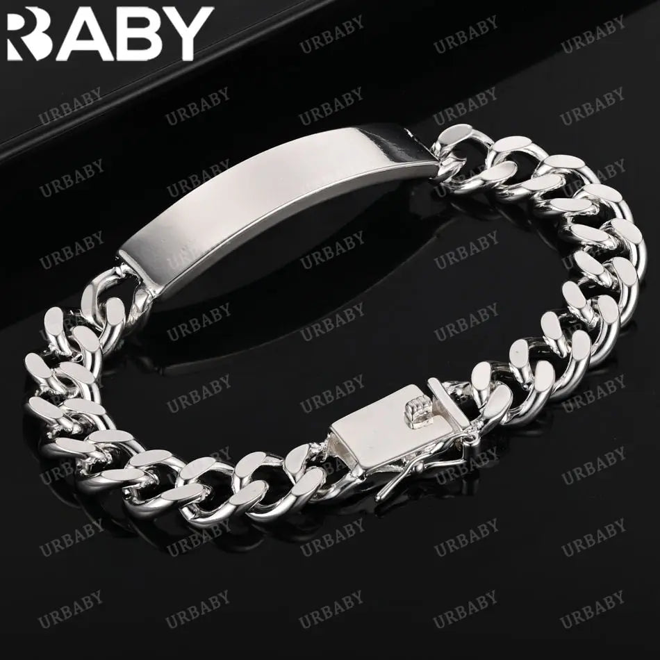URBABY-pulseras de cadena cuadrada de Plata de Ley 925 pa...