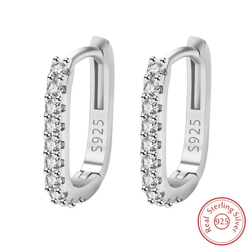 Pendientes de aro circulares de plata de ley 925 con circ...