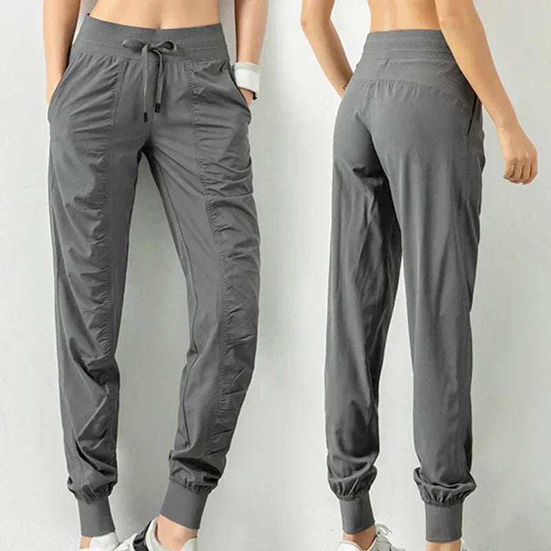 Pantalones de chándal de tela con cordón para correr, pan...