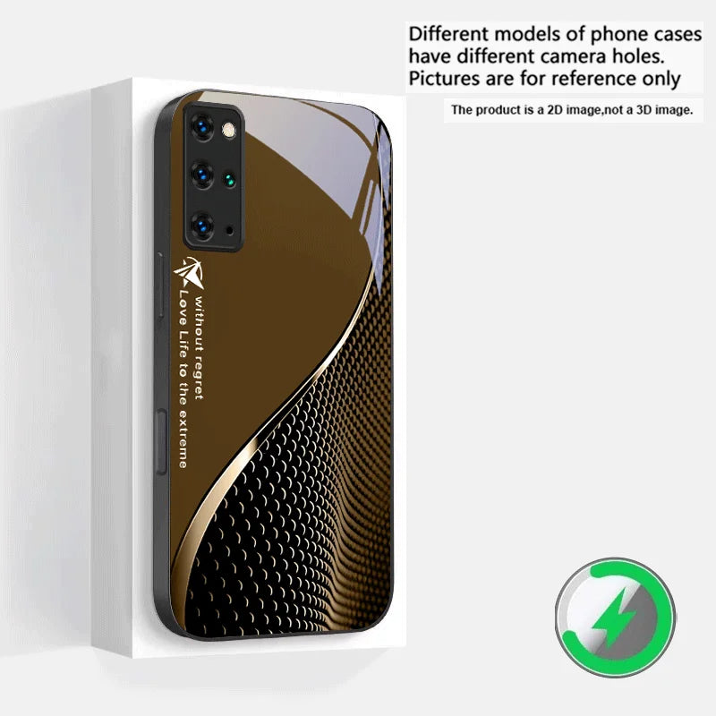 Glass MagSafe phone case with gradient effect, featuring a sleek transparent design for iPhone protection.