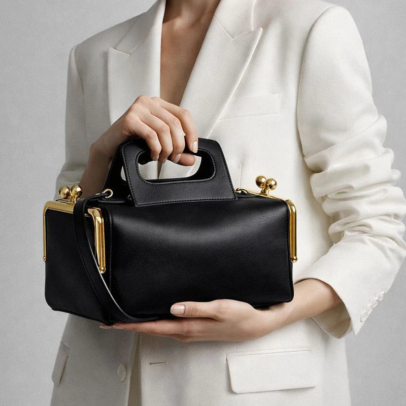 NUEVO Bolso de hombro de PU con diseño de cierre de marco...