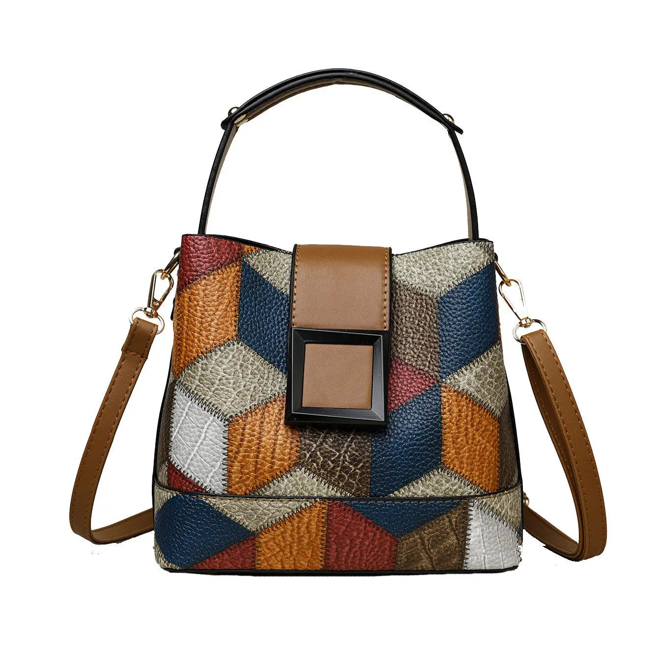 Elegant Solid Color Bucket Bag with Adjustable Shoulder S...