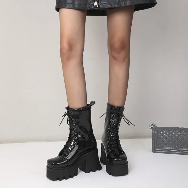 LeShion of Chanmeb, botas góticas Punk para mujer, botas ...