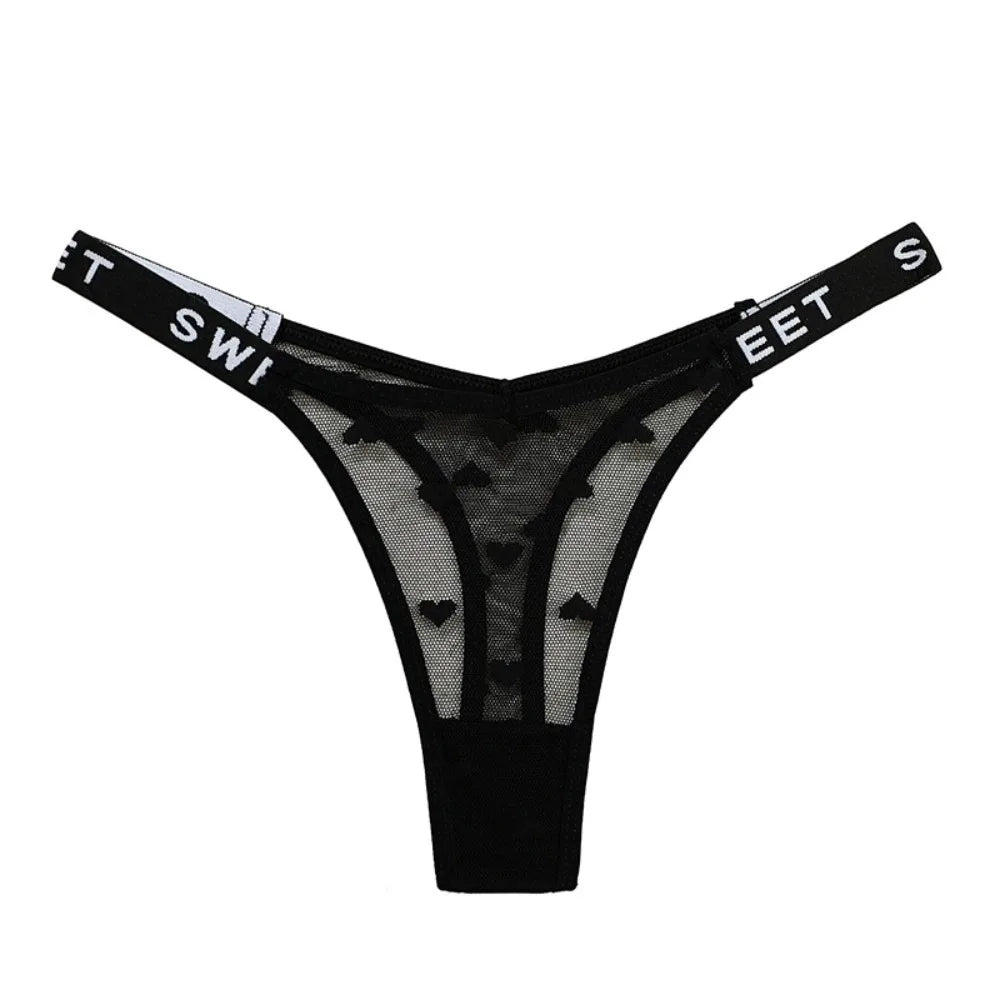 Cotton heart mesh thong by Corporación Turística, seamless design, with delicate heart-patterned mesh fabric.